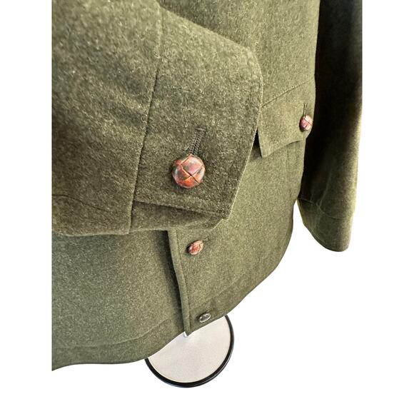 Weyrer Austria 'Ravit Modell' Wool Military Leather Patches Coat Jacket Green L - Picture 6 of 16